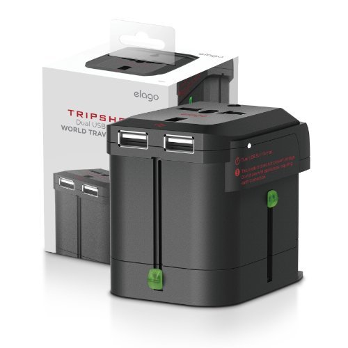 Tripshell World Travel Adapter with Dual USB Charger.