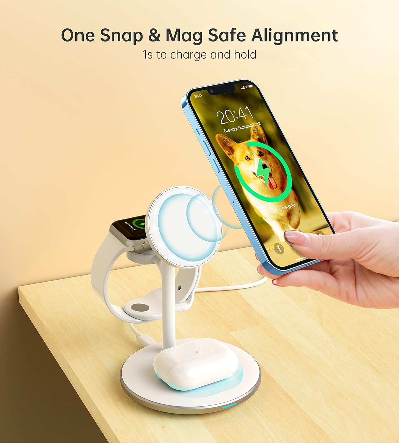 Choetech 3in1 Magnetic Wireless Charger Station for iPhone 12/13 Series,AirPods Pro with iWatch Holder