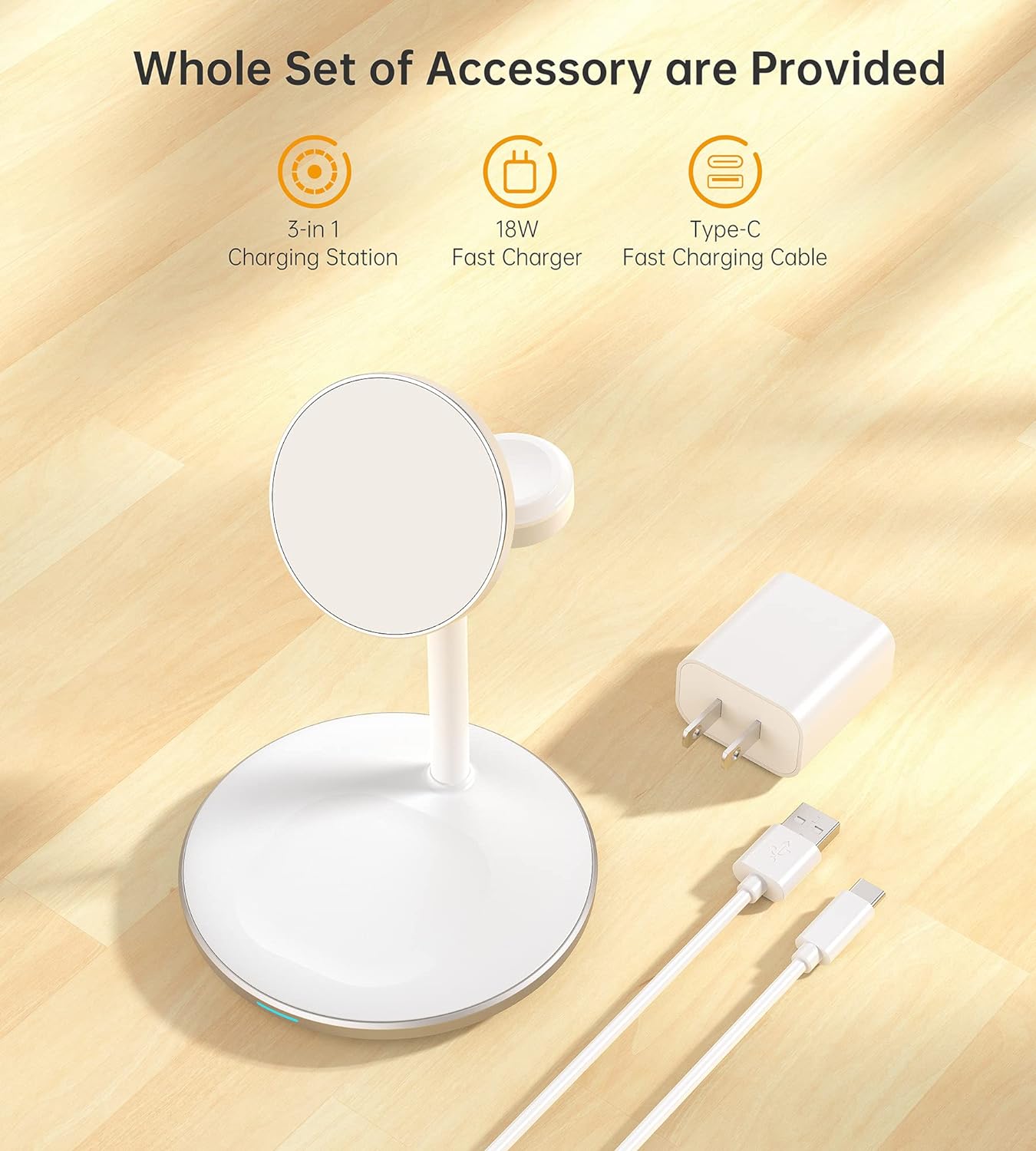 Choetech 3in1 Magnetic Wireless Charger Station for iPhone 12/13 Series,AirPods Pro with iWatch Holder