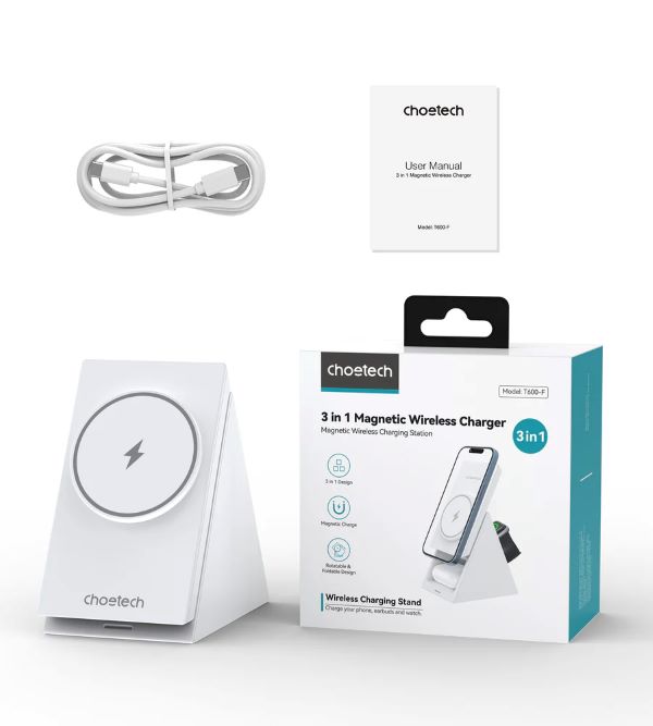 Choetech 3in1 Foldable Stowable Wireless Charging for iPhone,iWatch,Airpods