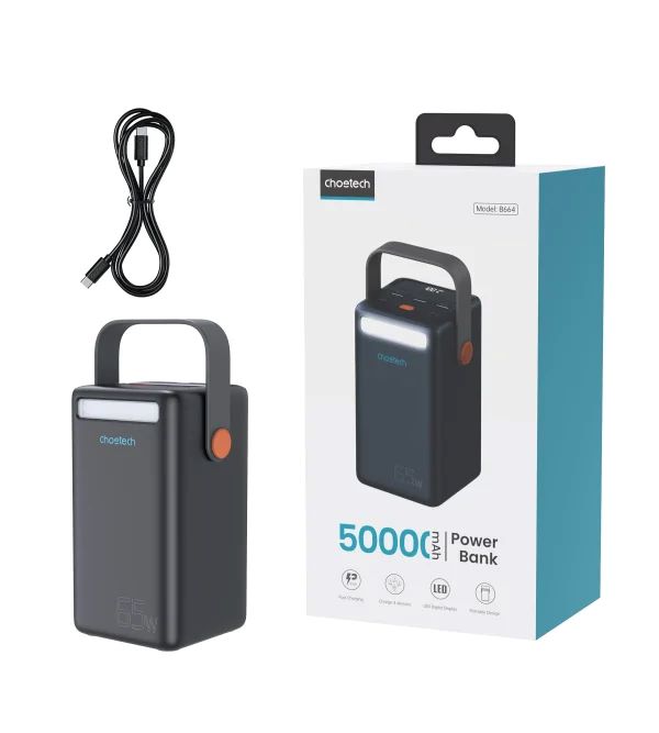 Choetech Micro+USB-A+Type-C 50000mah 65W Mini Power Station