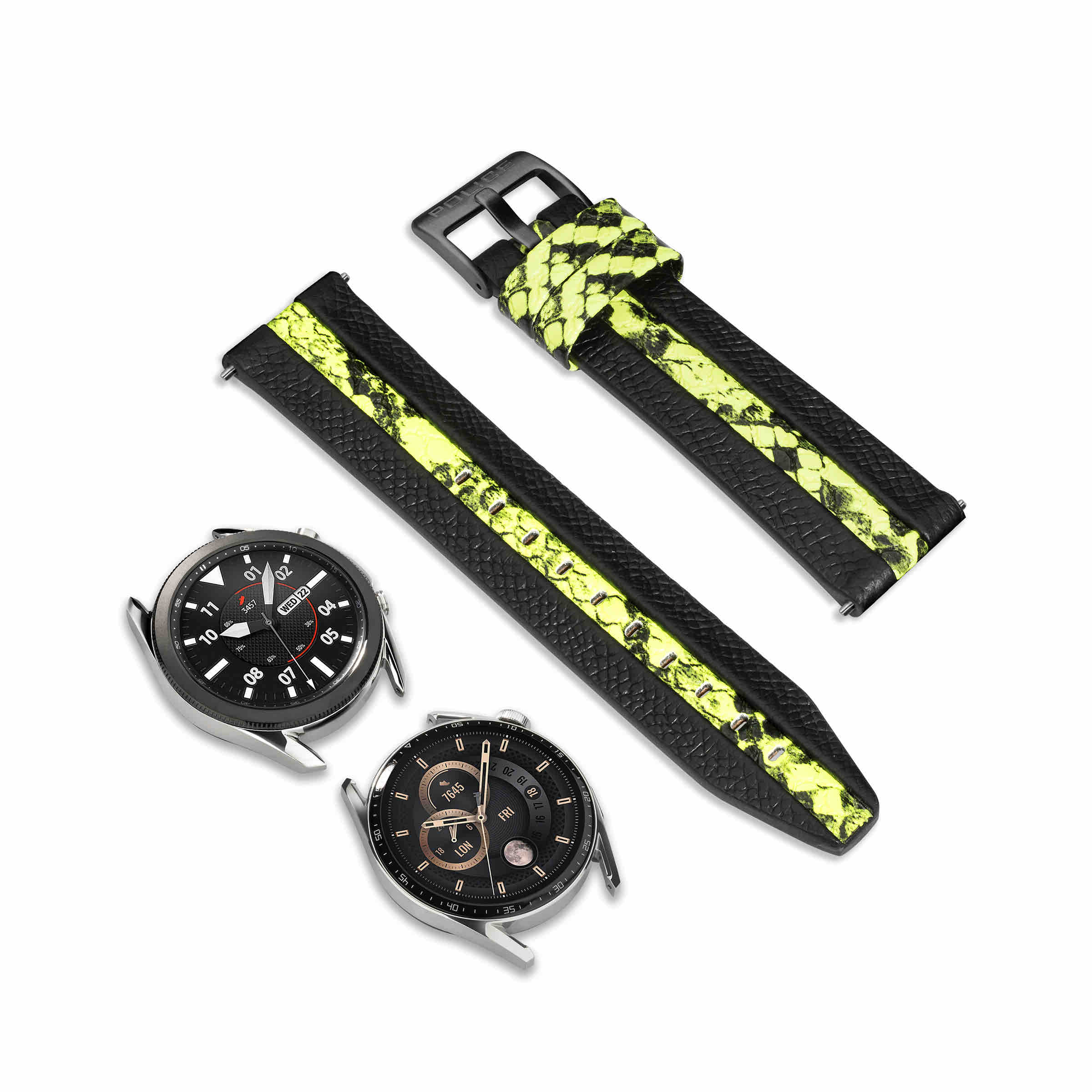 Police Apple Watch Ultra/45/44/42mm, Smart Watch 22mm Bridge Leather Strap