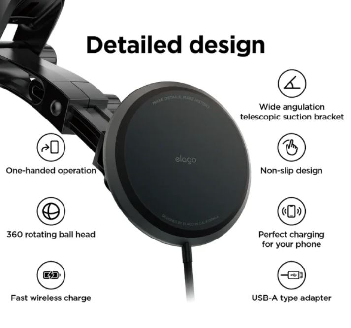 Elago M Car MagSafe Charger Phone Mount - Dark Grey - (Online Packaging)