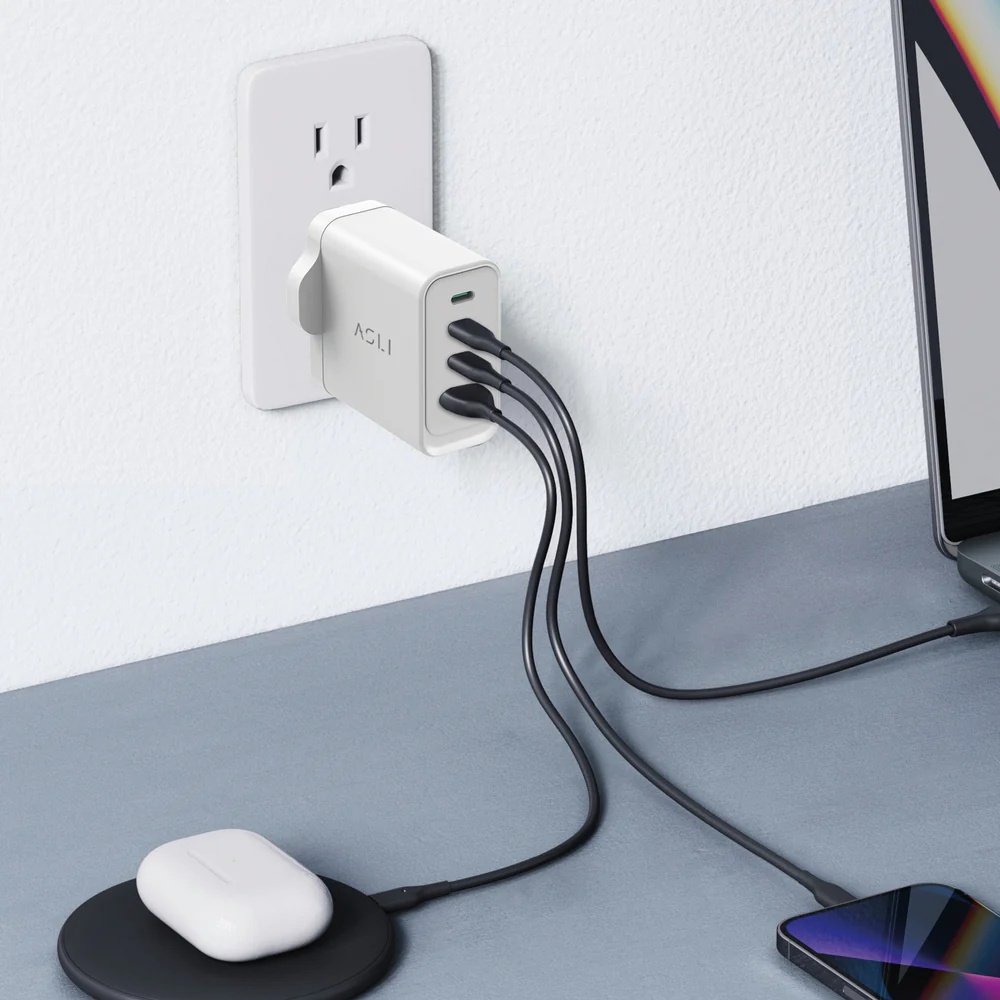 Asli Global ThunderVolt Surge 100W Power Delivery GAN 4 USB Wall Charger