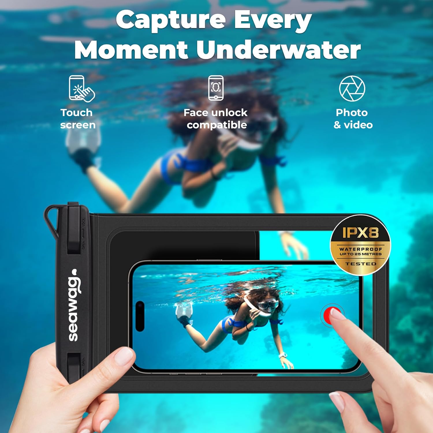 SEAWAG SMARTPHONE WATERPROOF CASE  6.9" WITH ADDITIONAL POCKET