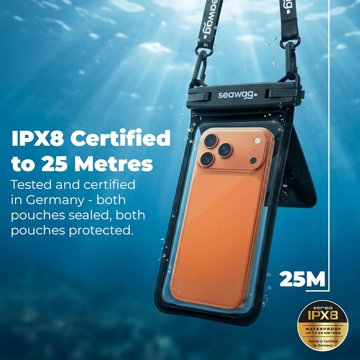 SEAWAG SMARTPHONE WATERPROOF CASE  6.9" WITH ADDITIONAL POCKET