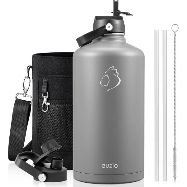 Buzio Duet Series Gallon Bottle with 2 Lids and Sleeve 3.8L