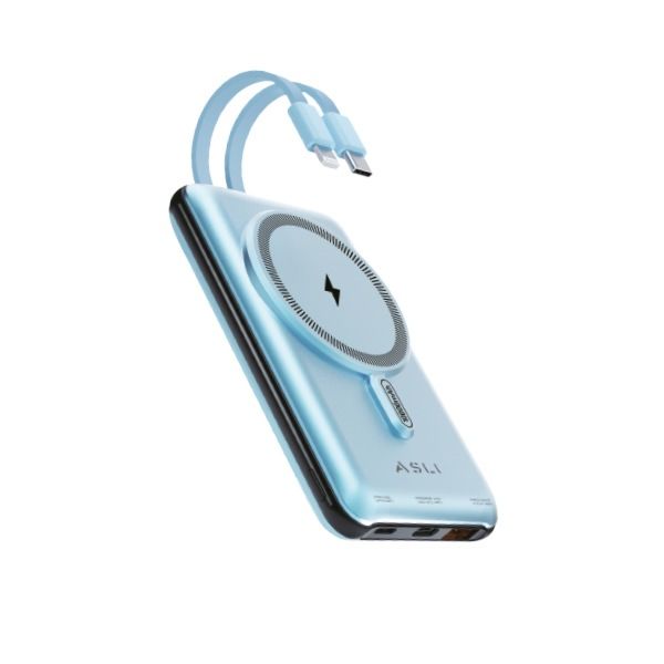 Asli 10000mAh Magnetic 22.5W PD Wireless PowerBank with Built In Cables