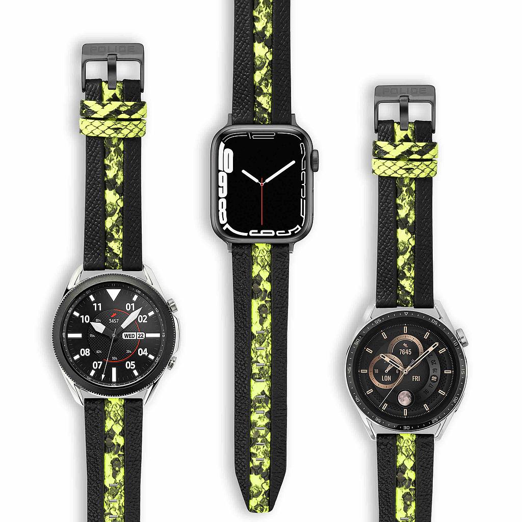 Police Apple Watch Ultra/45/44/42mm, Smart Watch 22mm Bridge Leather Strap