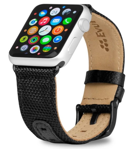[WB-A13-38-D16] Evutec Apple Watch Band 41/40/38mm Northill (Black/Black)
