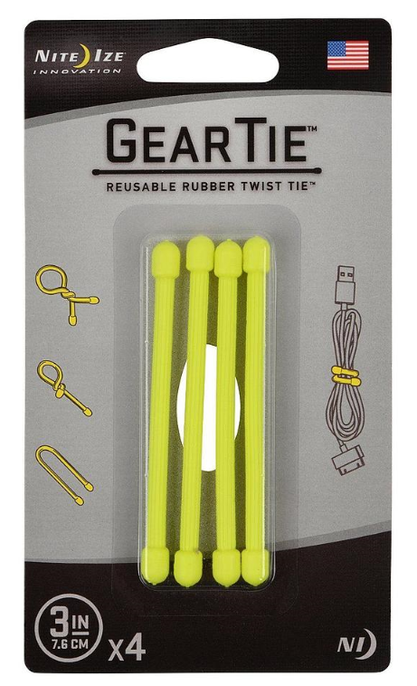 [GT3-4PK-31] NiteIze Gear Tie® Reusable Rubber Twist Tie (Bright Orange)