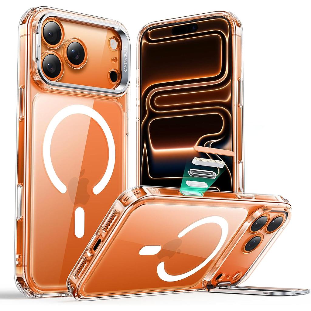 [1A867001] ESR iPhone 18 Pro/17 Pro HaloLock Classic Hybrid Case with Stash Stand (Camera Control Button) Case (Clear)