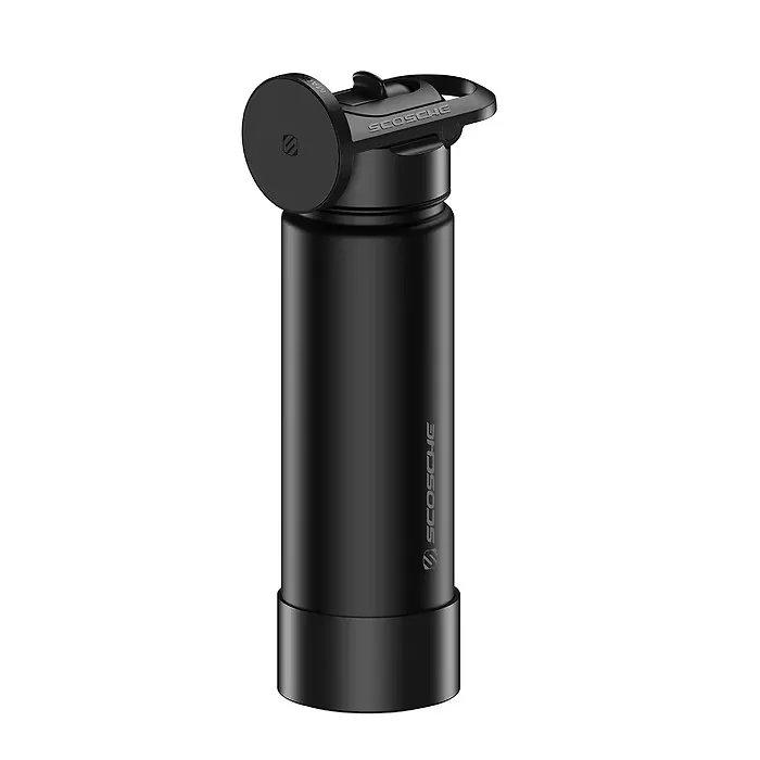 [MFMS22-XCES0] Scosche MagicMount Flask 22oz (650 ml) Stainless Steel Insulated Water Bottle with Magnetic Cell Phone Holder and Tripod Phone Mount Stand Compatible w/ MagSafe (Black)