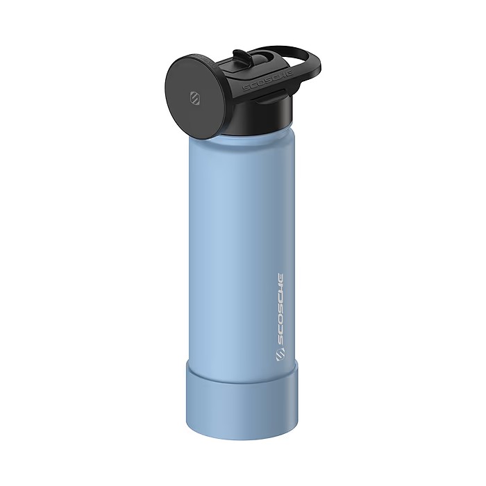 Scosche MagicMount Flask 22oz (650 ml) Stainless Steel Insulated Water Bottle with Magnetic Cell Phone Holder and Tripod Phone Mount Stand Compatible w/ MagSafe