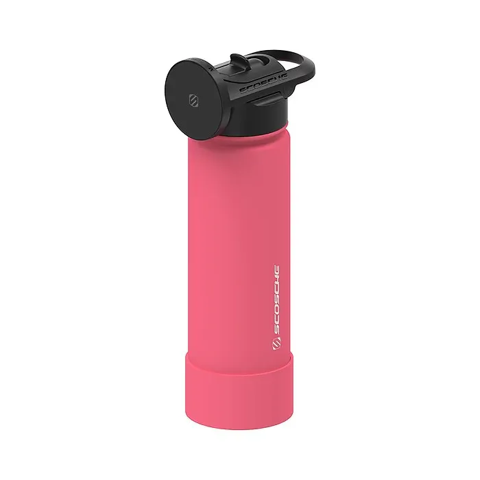 Scosche MagicMount Flask 22oz (650 ml) Stainless Steel Insulated Water Bottle with Magnetic Cell Phone Holder and Tripod Phone Mount Stand Compatible w/ MagSafe