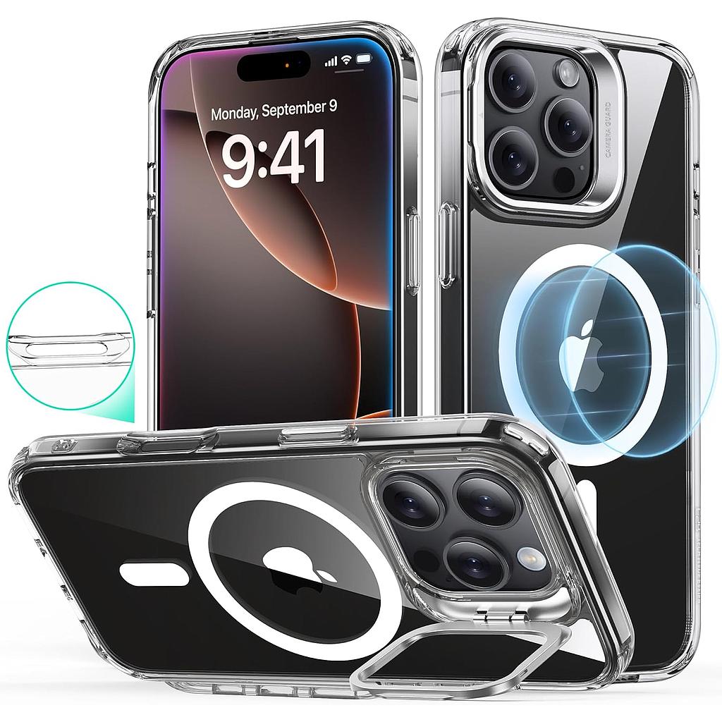 [1A7490102] ESR iPhone 16 Pro Classic Hybrid (HaloLock) with Stash Stand Case (Clear)