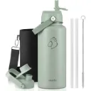 Buzio Duet Series Water Bottle with 2 Lids and Sleeve 1L