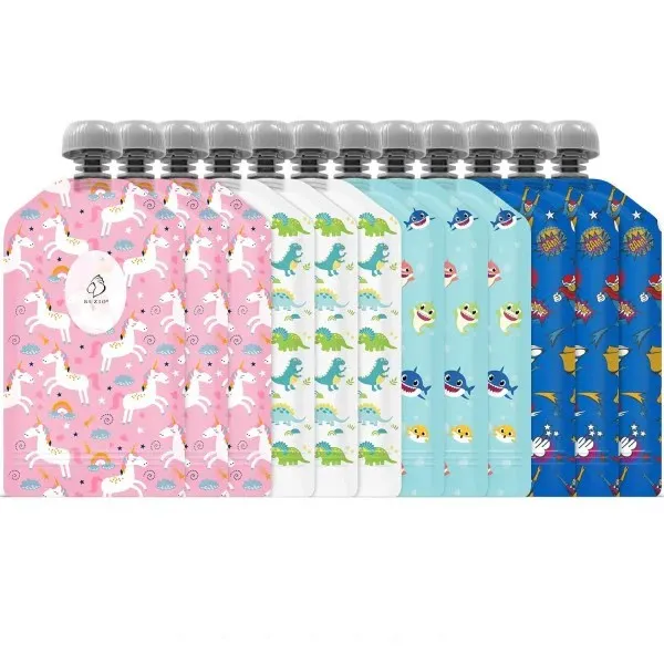 [X002UGWA3D] Buzio Reusable Food Pouches for Kids 150ML - 12 Packs
