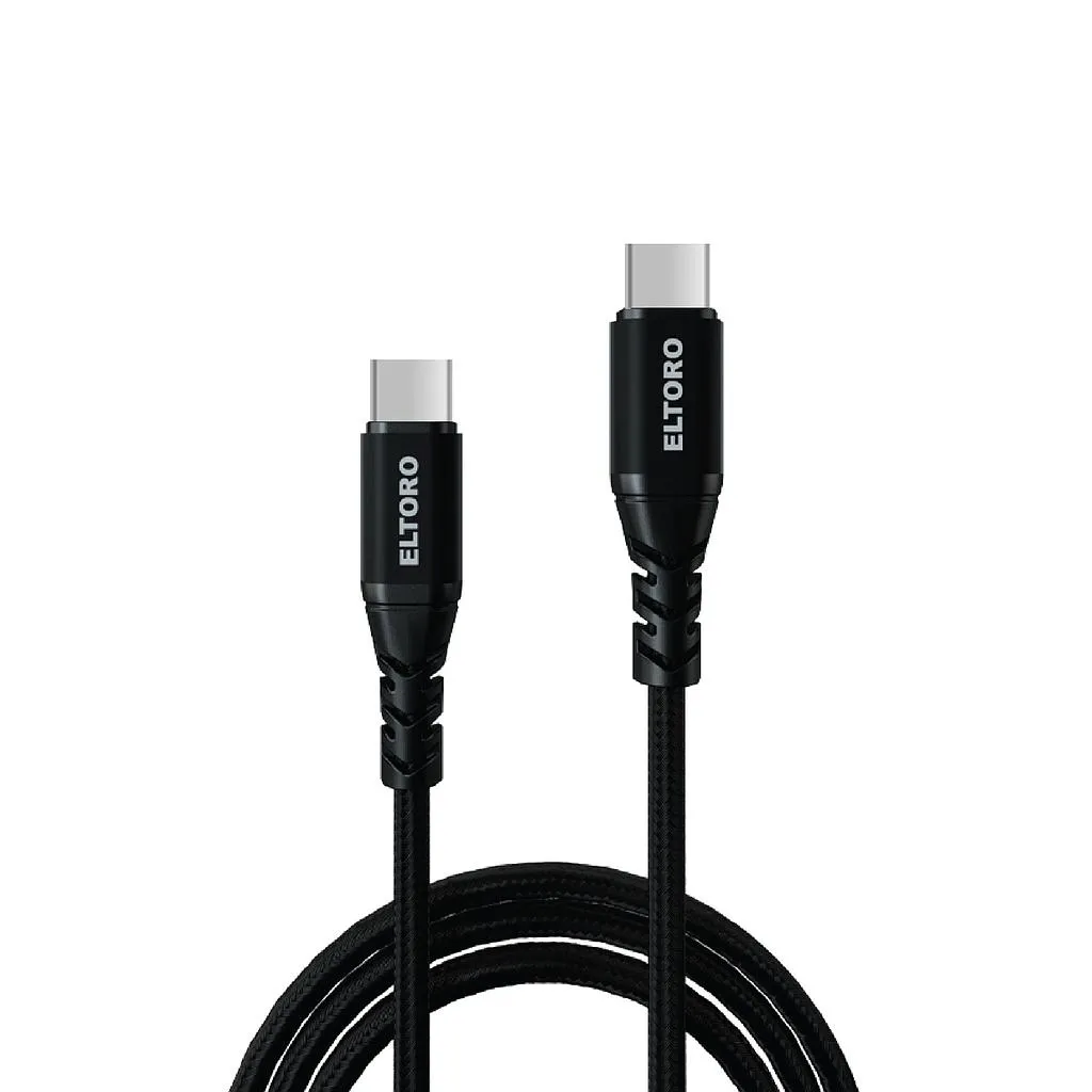 [ETKVCC240W-BLACK] Eltoro Kevlar Cable USB-C to USB-C 240W - 1M with Nylon PP Yarn Jacket - Black