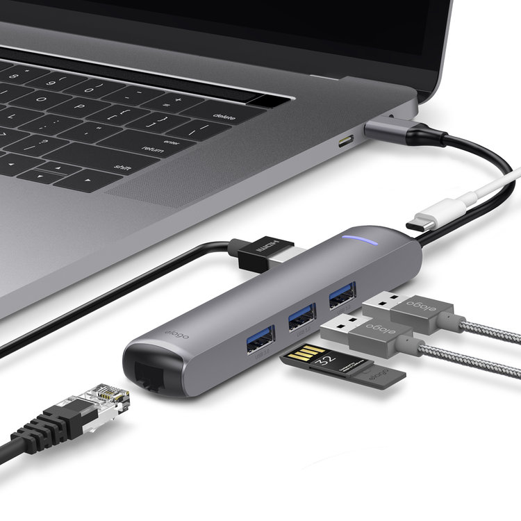 [EUSBC-HB-ETHD-DG] Elago 6 in 1 Ethernet/HDMI Multi Hub USB-C