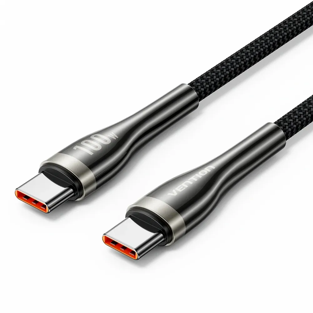 [CTXBH] Vention Nylon Braided USB 2.0 C Male to C Male 5A Cable 2M Zinc Alloy Type
