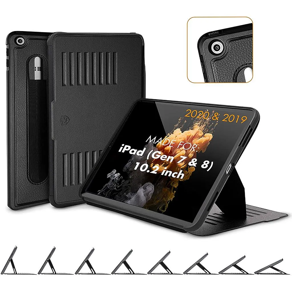 Zugu iPad 10.2" (7th,8th & 9th Gen) Muse Case - Black - (Online Packaging)