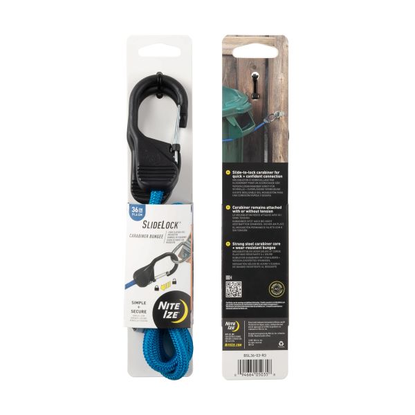 Niteize SlideLock® Carabiner Bungee - 36 in. - Blue