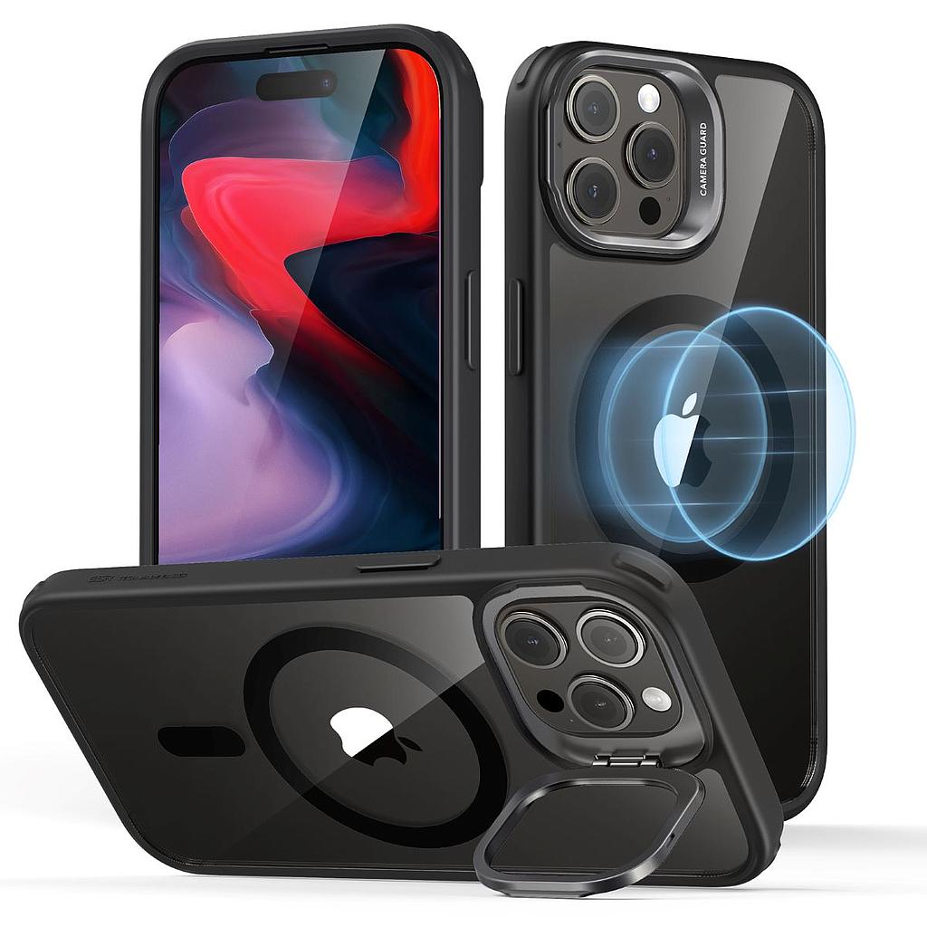 [1A6750202] ESR iPhone 15 Pro Max Classic Hybrid Case with Stash Stand (HaloLock) (Clear Black)