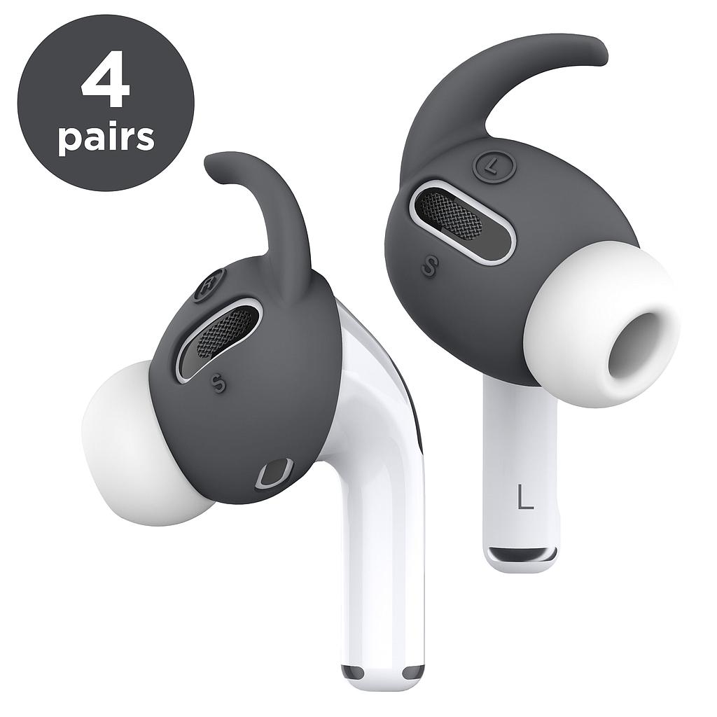 [EAPP-BUDSHK-DGY] Elago AirPods Pro Earbuds Hook Cover [4 Pairs: 2 Large + 2 Small] (Dark grey)