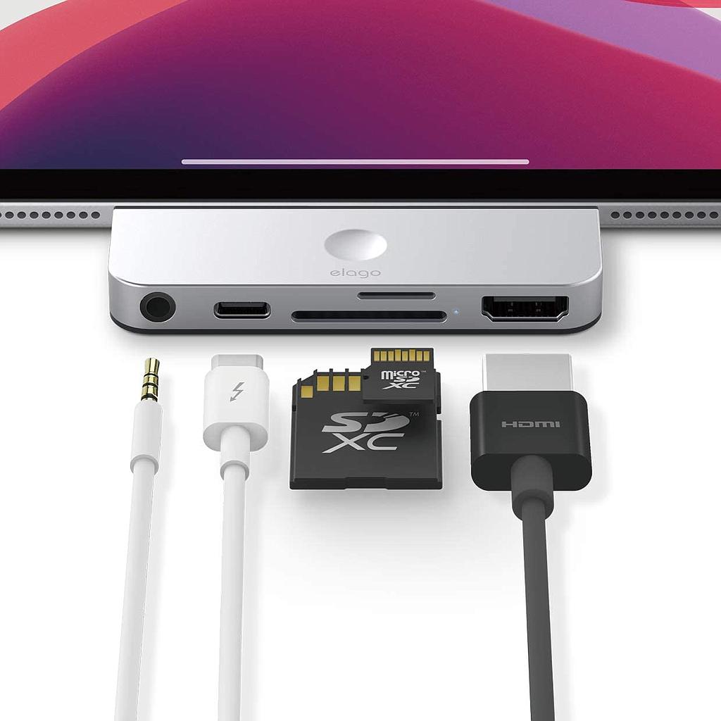 [EUSBC-HB-PO-SL] Elago Aluminum Type-C Pocket Pro Hub Adapter (Silver)