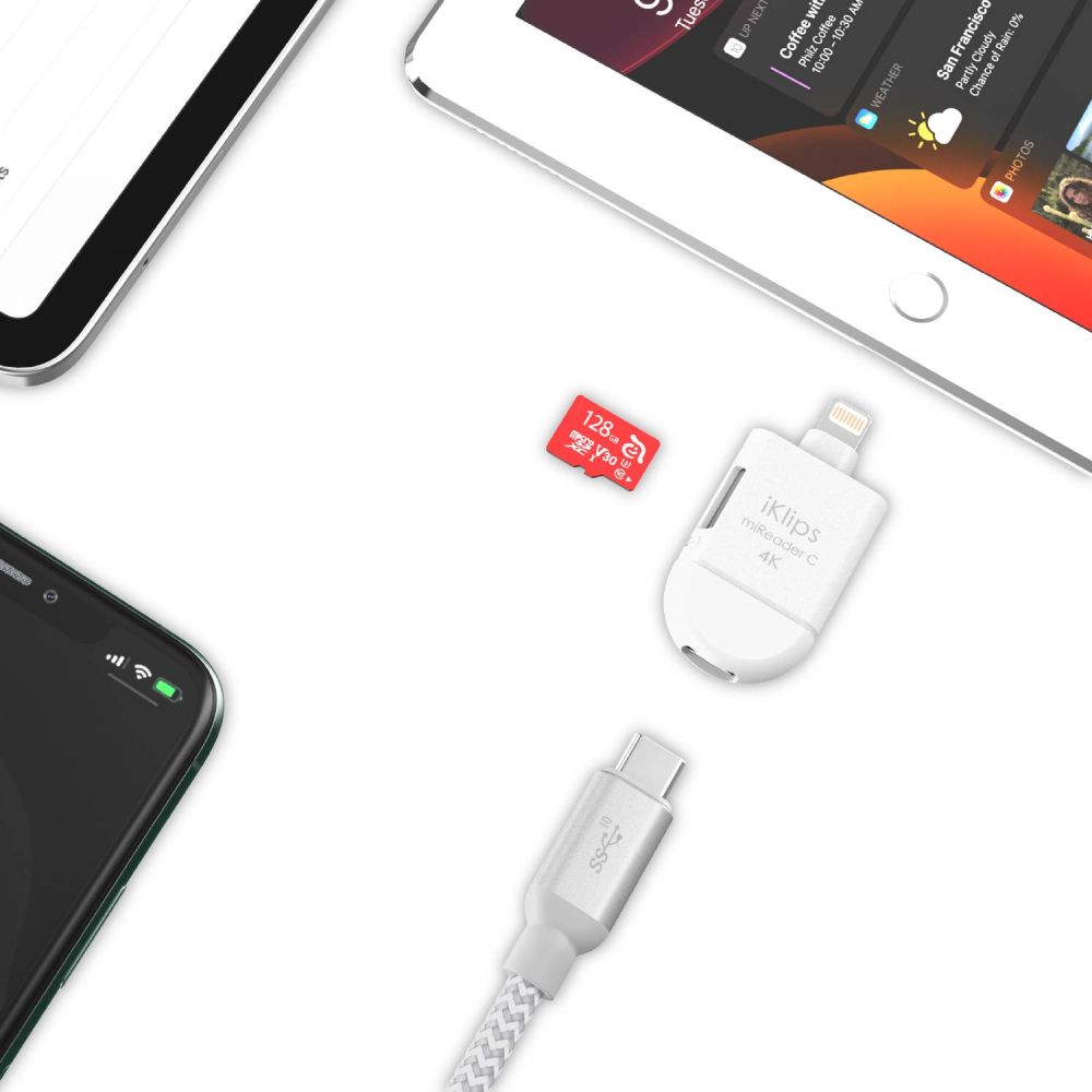 iKlips miReader C Lightning / USB-C 2 in 1 microSD Card Reader