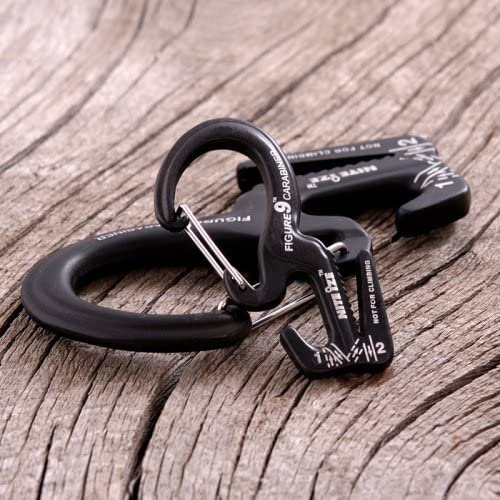 NiteIze Figure 9® Carabiner Rope Tightener - Small - 2 Pack with Rope - Black