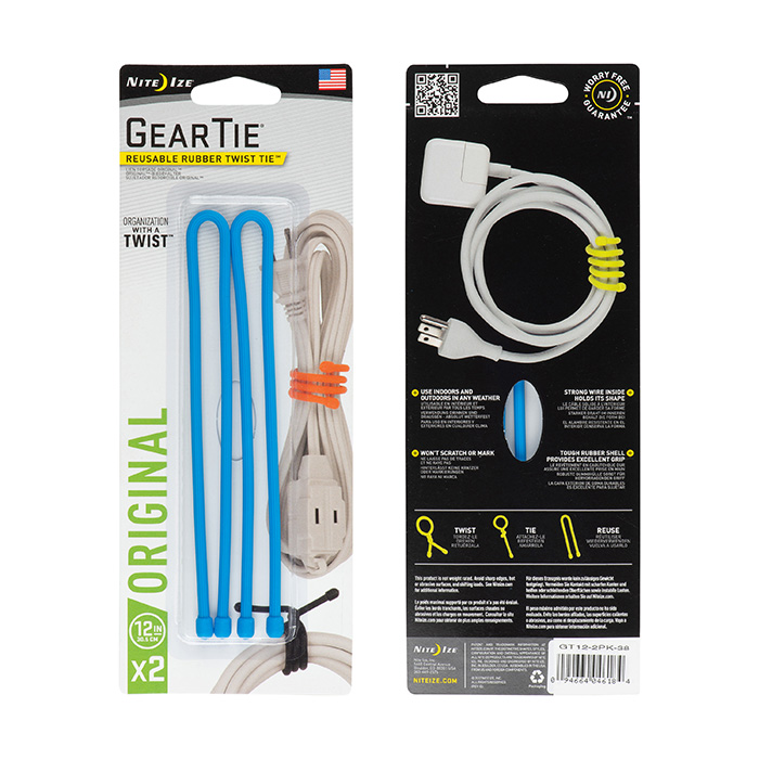 NiteIze Gear Tie® Reusable Rubber Twist Tie™ 12 in. - 2 Pack