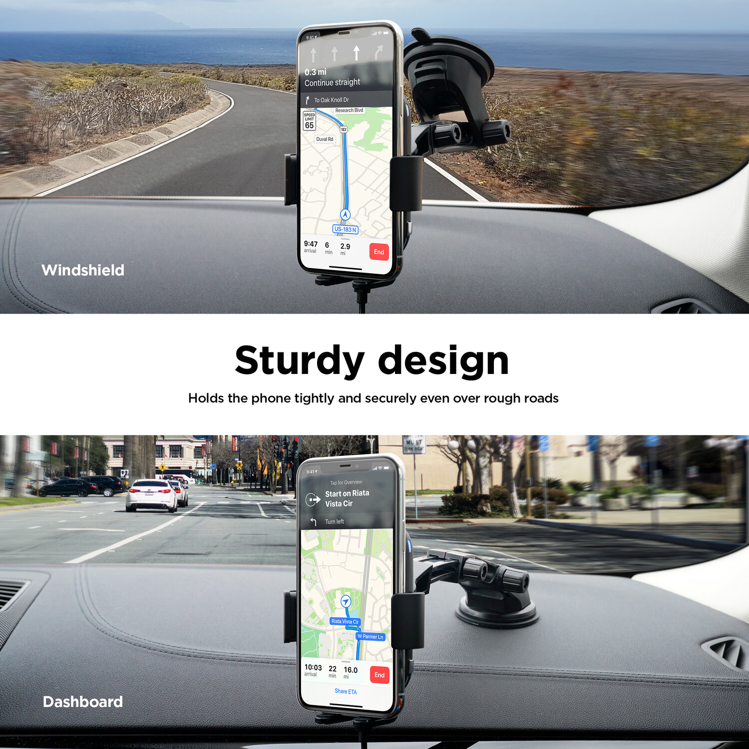 Elago Wireless Car Fast Charger with Auto-Clamping Car Mount (Included: Car Automatic Charger, Dashboard Mount, Air Vent Clip, USB-C Charging Cable)