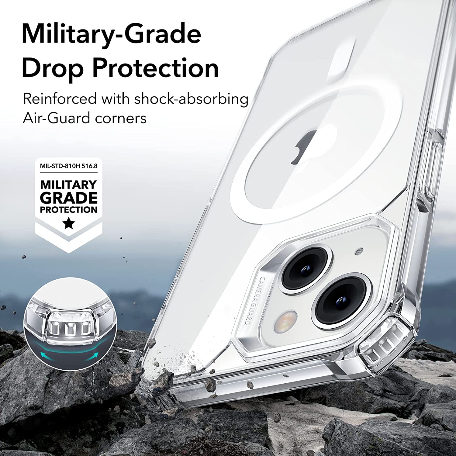 ESR iPhone 14 Air Armor with HaloLock Ring Clear MagSafe Case 