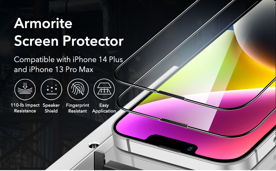 ESR iPhone 14 Plus/13 Pro Max Armorite edge to edge Tempered Glass Screen Protector 2Pack