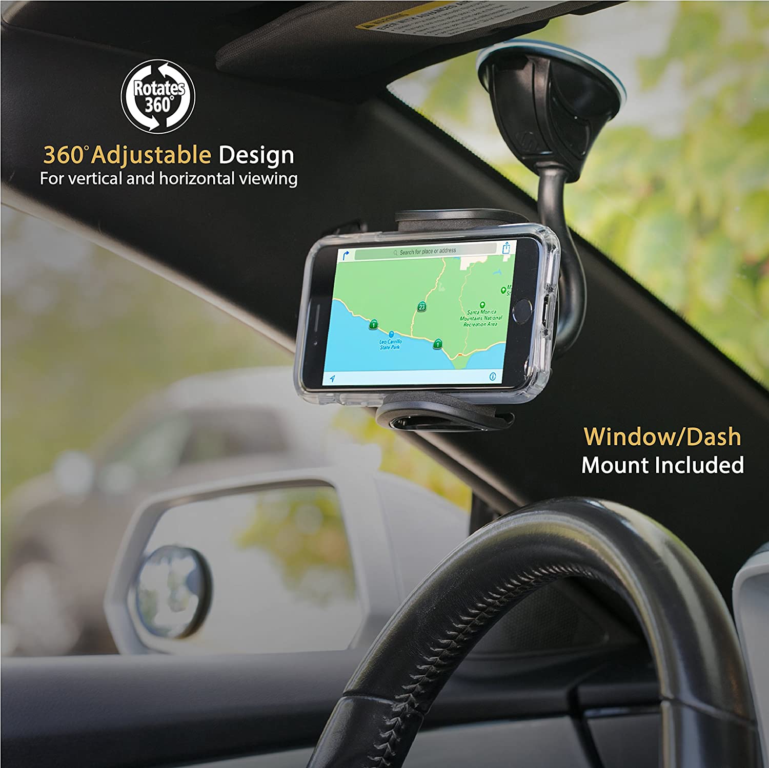 Scosche Car Mount Kit, Mount for Dash, Vent, or Windshield, Bar Grip Suction Cup Base, Non-Magnetic, Black 4-in-1