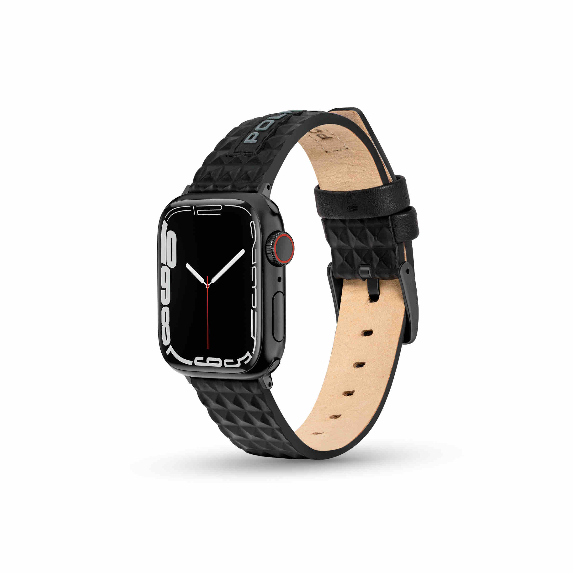 Police Apple Watch 38/40/41mm, Smart Watch 20mm Pyramid Leather Gun Strap