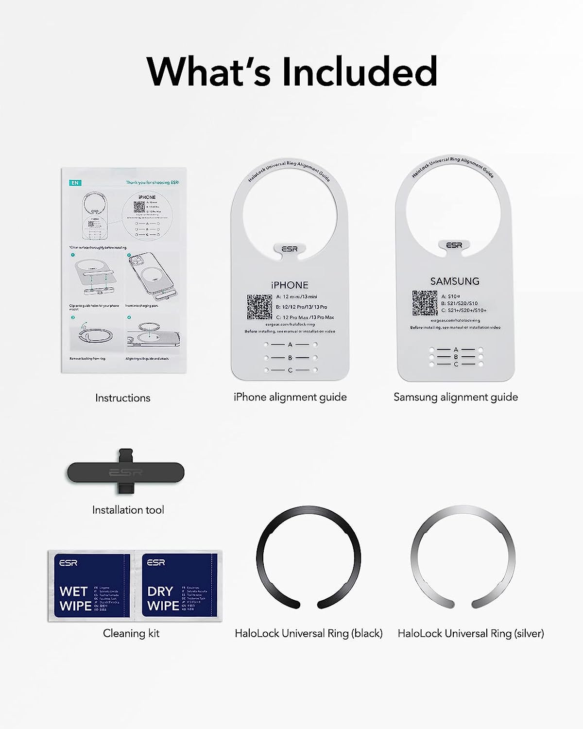 ESR HaloLock Universal Ring Wireless Charging MagSafe -[2pack]