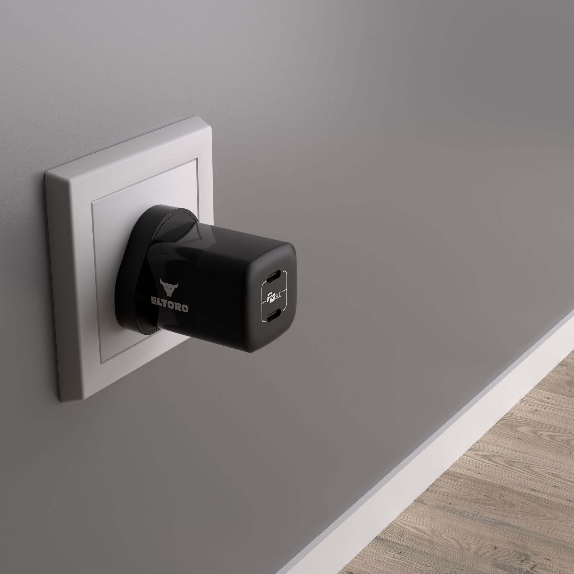 Eltoro Home Charger 35W Pd 3.0 Gan With 2 Ports 2 Usb-C - Black