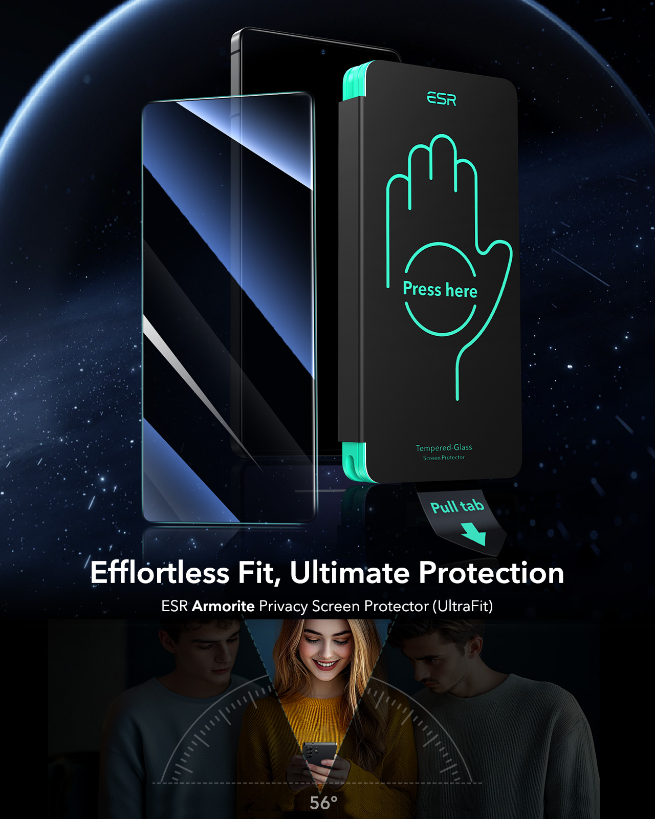 ESR S25 Ultra Privacy Tempered Glass - Black, 1 pack