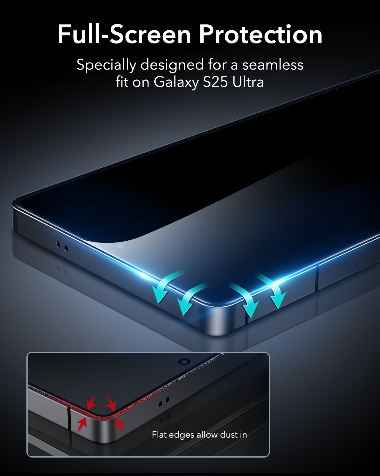 ESR S25 Ultra Privacy Tempered Glass - Black, 1 pack