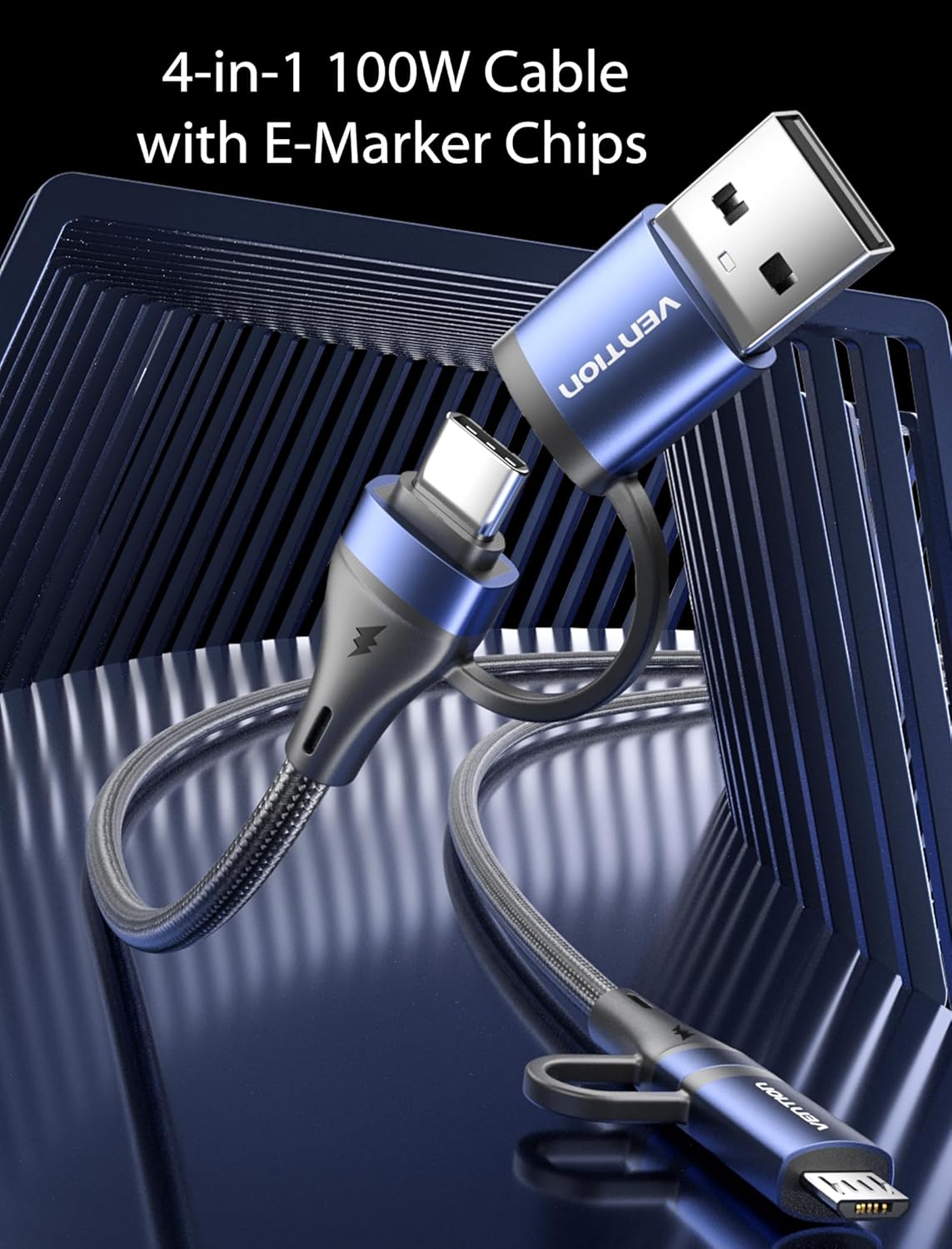 Vention 4-in-1 USB 2.0 Multi Compatible Cable 1m 100W