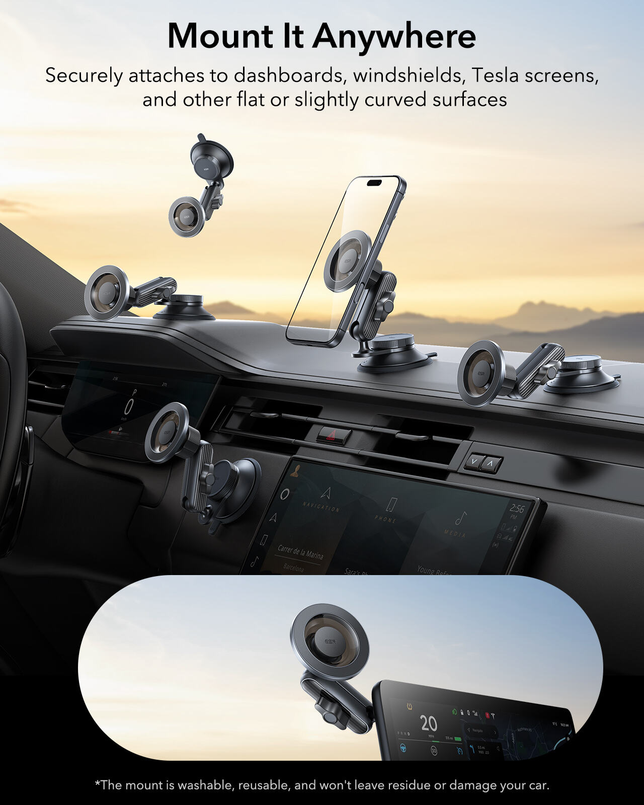 ESR OmniLock Magnetic Car Mount (Suction Cup)