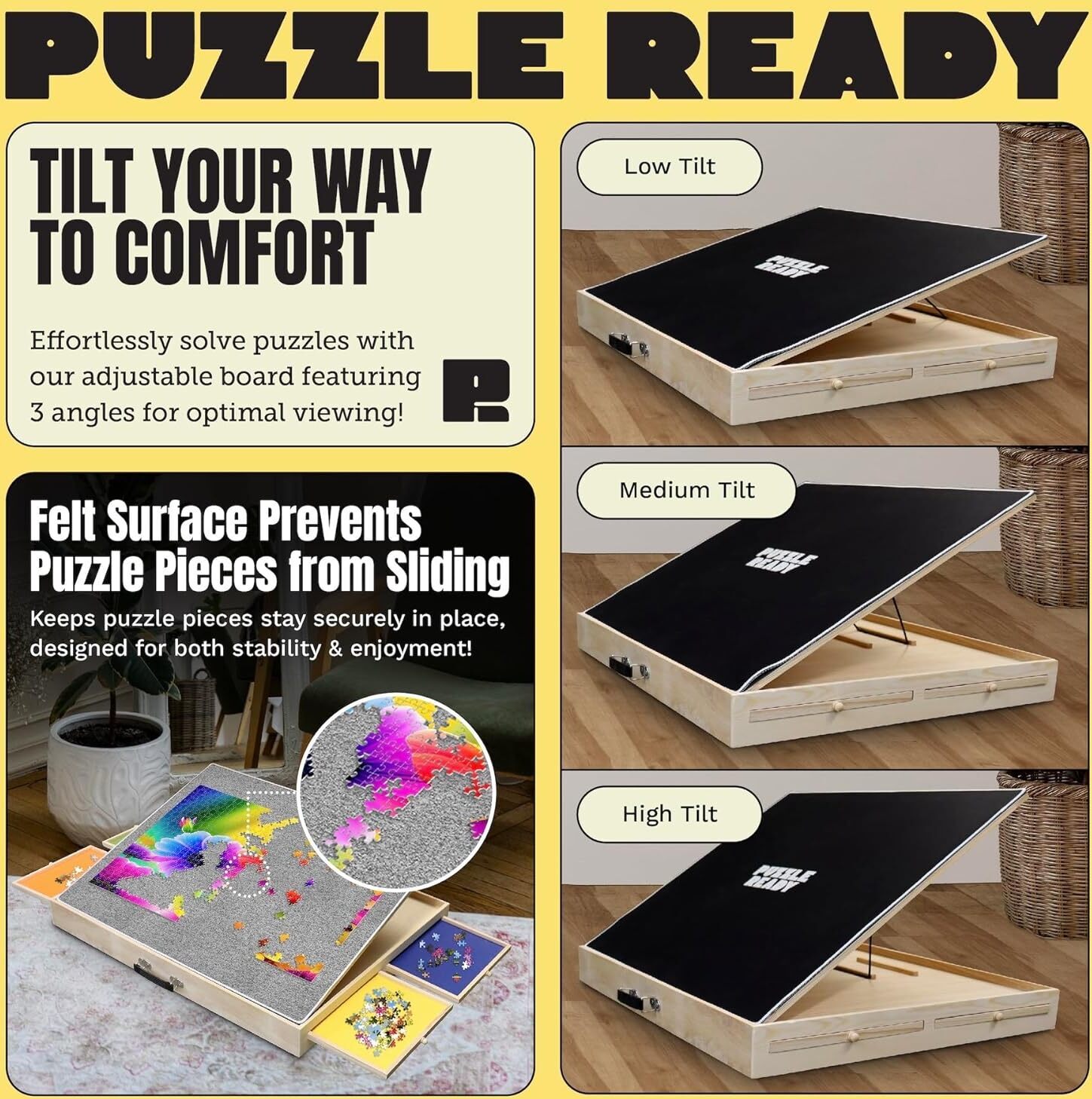 Puzzle Ready Tiltable Puzzle Board for 1000 Piece Puzzles
