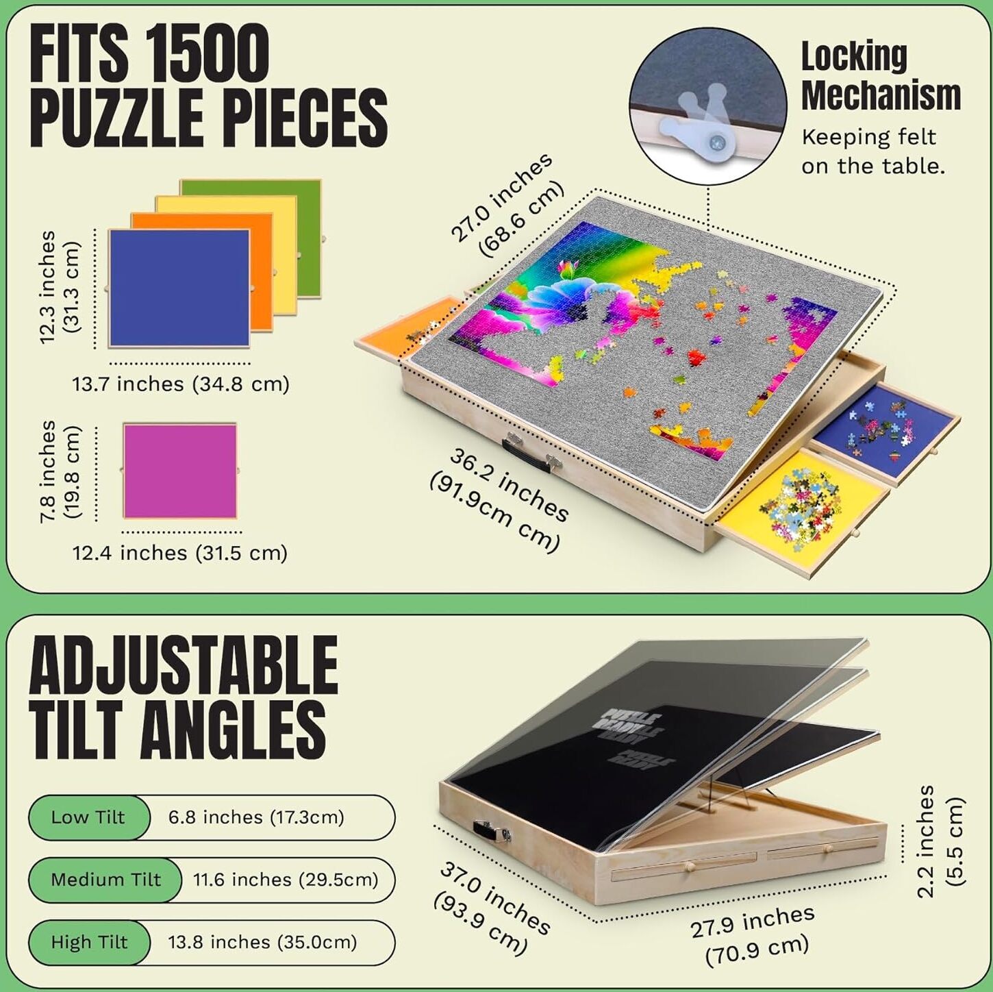 Puzzle Ready Tiltable Puzzle Board for 1000 Piece Puzzles
