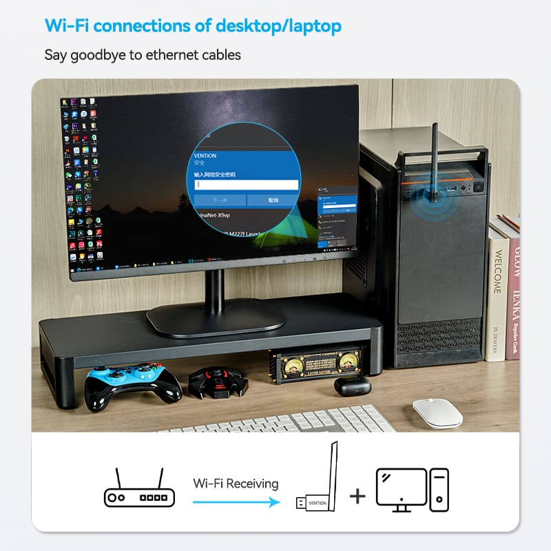Vention AC650 USB Wi-Fi Dual Band Network Adapter With High Gain Antenna