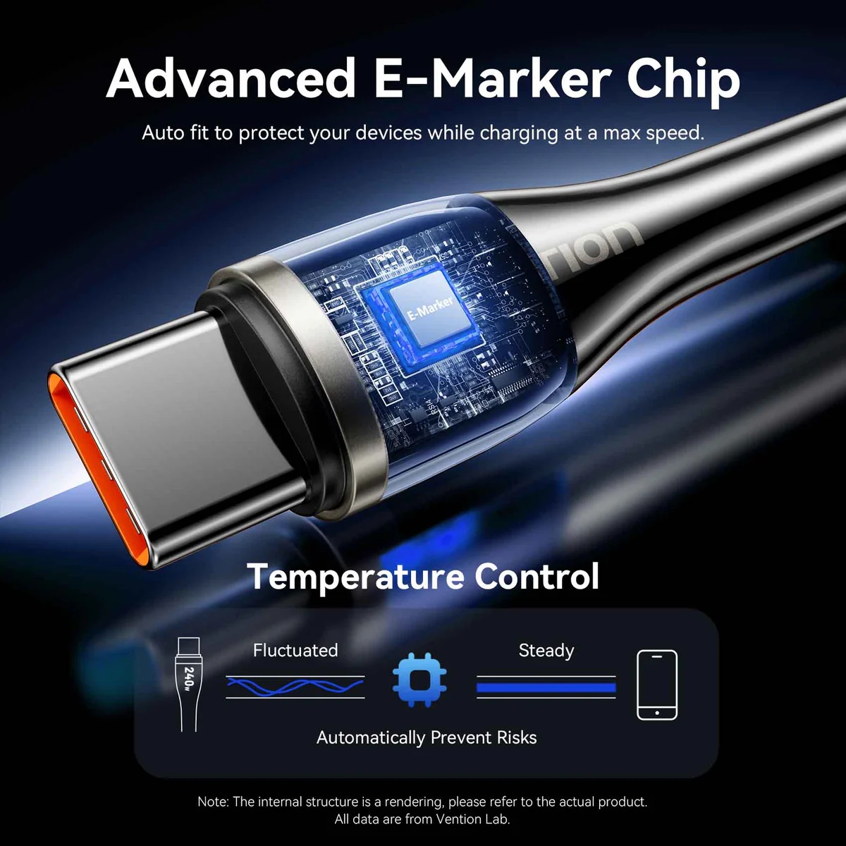 Vention Nylon Braided USB 2.0 C Male to C Male 5A Cable 2M Zinc Alloy Type