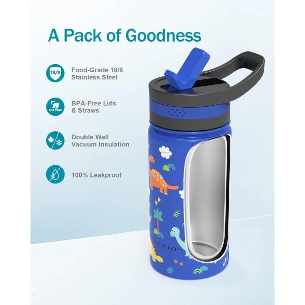 Buzio Kids Bottle with Straw Lid and Sleeve 500ML
