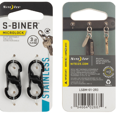 S-Biner® MicroLock® Stainless Steel - 2 Pack - Black